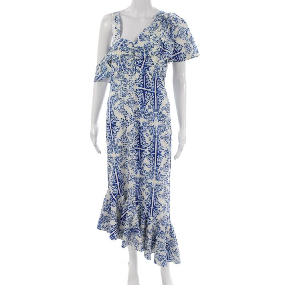 Viva Aviva Womens Slip Dress Blue V-Neck Geometric Size 2